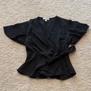 Elegant Black Wrap Blouse